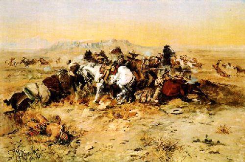 Charles M Russell A Desperate Stand oil painting image